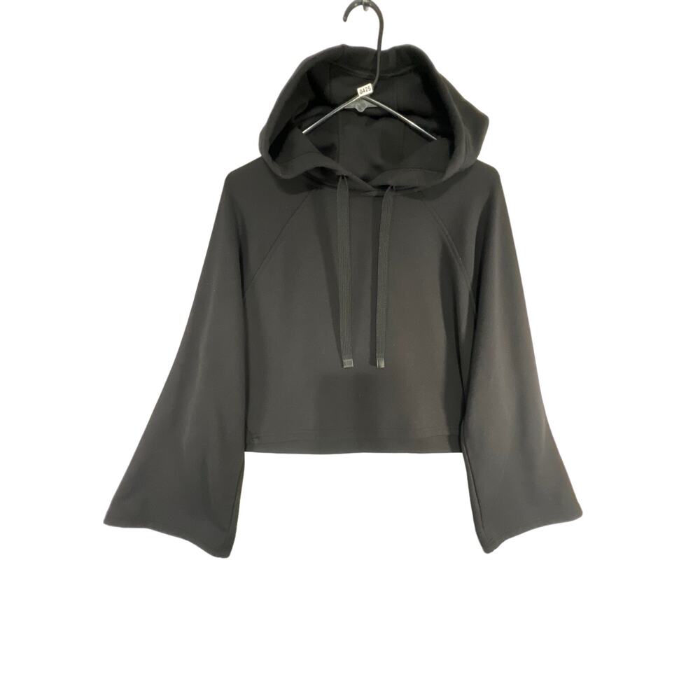 Athleta Steady State Bell Sleeve Sweatshirt Black Crop Top Hoodie Size: Small